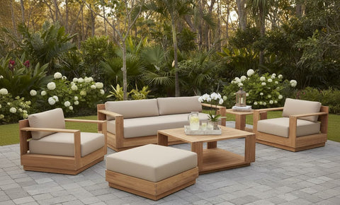 Imperial Grove Outdoor Solid Teak Wood Sofa Set