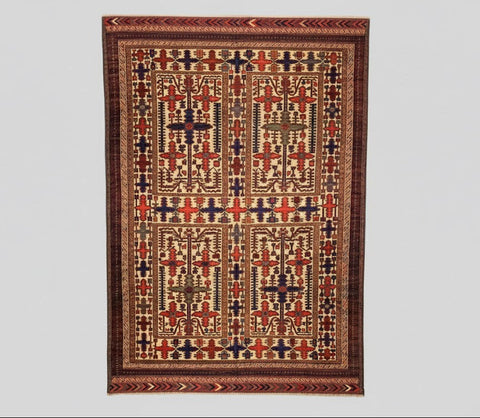 Terkaman Tribal Afghan Oriental Rug, size 9' 7" x 12' 6"  (C)