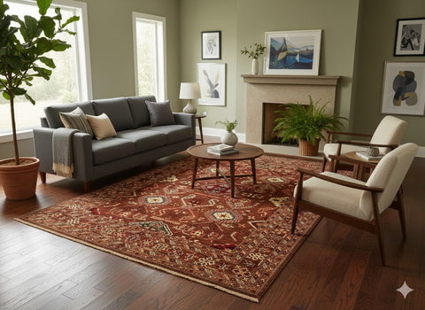 Hand-Knotted Agra Vegetable-Dyed Wool Rug, 8' 2" x 10' 0"