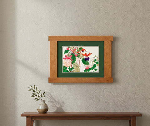 Arts & Crafts Mission Oak Framed Art with Vibrant Fuchsia Michael's Cherry