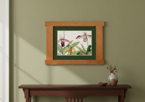 Arts & Crafts Mission Oak Framed Art with Serene River Landscape Michael's Cherry