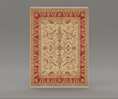 Hand-Knotted Sultanabad Vegetable-Dyed Wool Rug, 9" x 12"  (K)