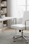 Seabourne Metal Frame Home Office Chair in Stainless Steel & White Leather