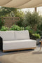 Alpine Teak Wood Outdoor Loveseat with Black Rope Design