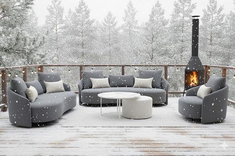 Serene Outdoor Sofa 91" – Bouclé All-Weather Gray Fabric