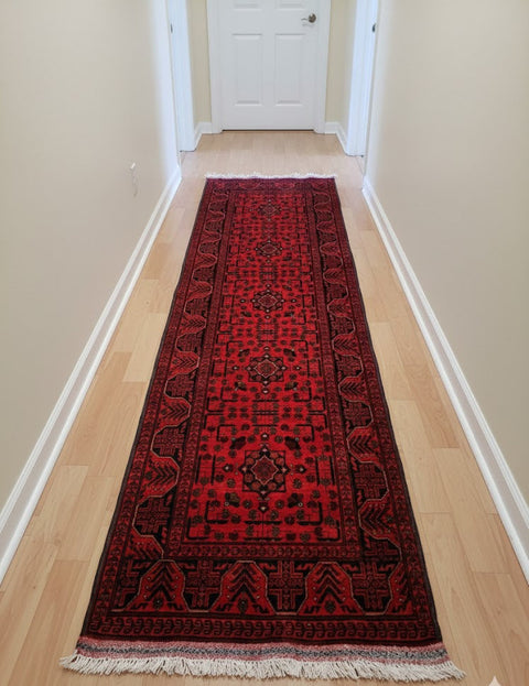 Terkaman Tribal Afghan Oriental Rug, size 2' 7" x 9' 6"  (C)