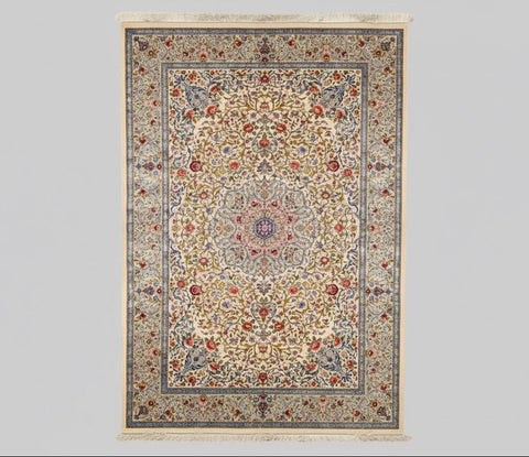 Exquisite 100% Silk Persian Design Rug – Elegant and Luxurious, size 6' 7" x 9' 10"