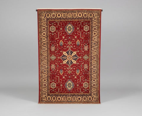 Hand-Knotted Vegetable Dye Kazak Rug from Pakistan, size 8' 7" x 12' 4"