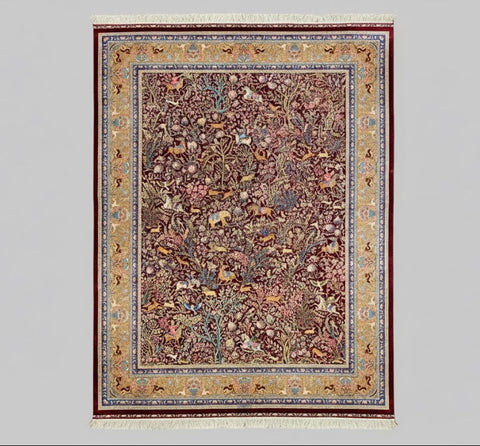 Exquisite 100% Silk Persian Design Rug – Elegant and Luxurious, size  8' 3" x 11'