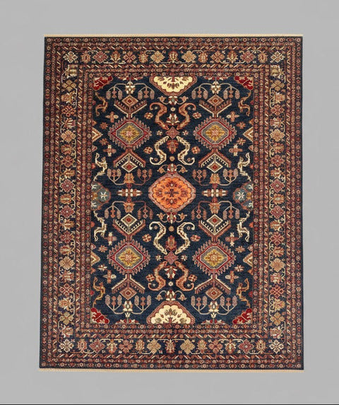 Hand-Knotted Vegetable Dye Kazak Rug from Pakistan, 9' 3" x 12' 8"