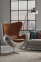 Cruz Modern Egg Chair - Brown Leather and Metal Spitfire Shell