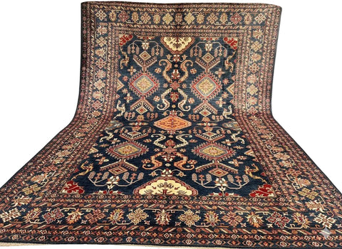 Hand-Knotted Vegetable Dye Kazak Rug from Pakistan, 9' 3" x 12' 8"