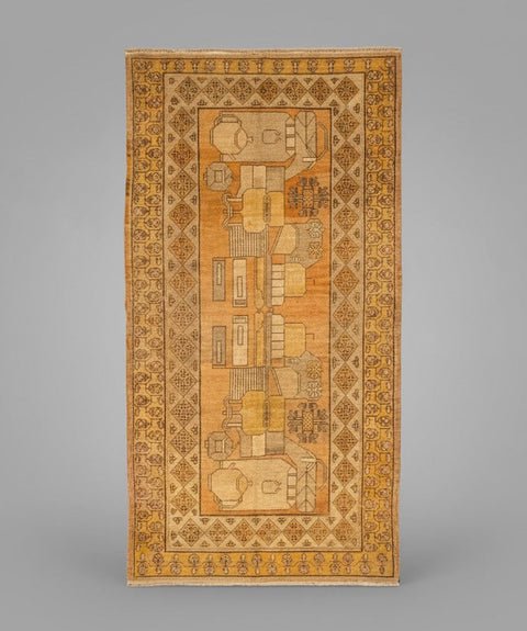 Antique Khotan Samarkand Rug, Tea Pot Design circa 1910's, 5' x 10'