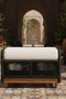 Alpine Teak Wood Outdoor Ottoman with Black - Rope Design