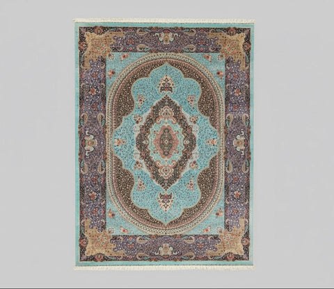 Exquisite 100% Silk Persian Design Rug – Elegant and Luxurious, size 8' 2" x 11' 1"