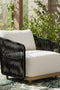 Alpine Teak Wood Outdoor Arm Chair with Black Rope Design