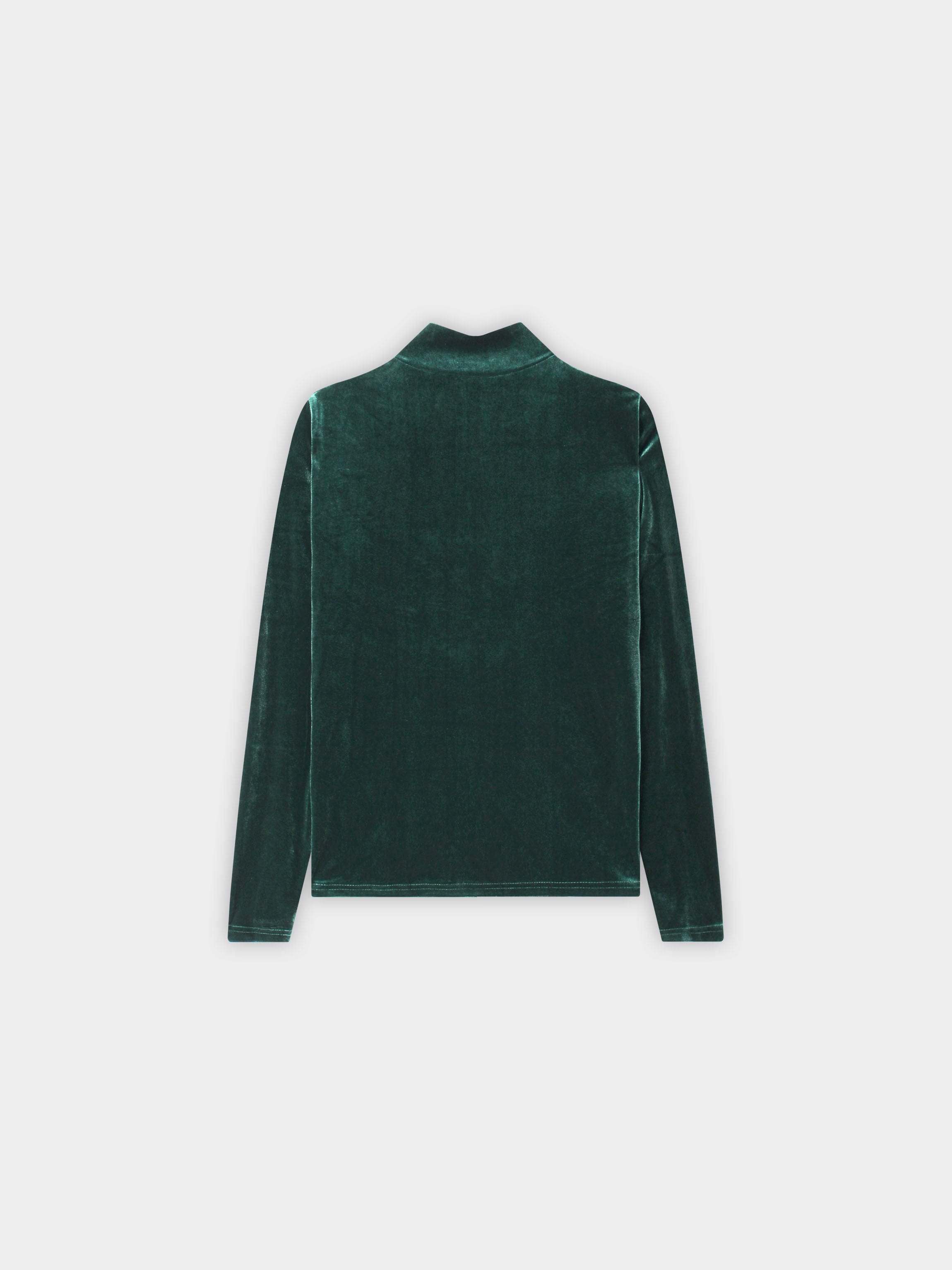Velour Mock Neck Turtleneck-Emerald Green-2