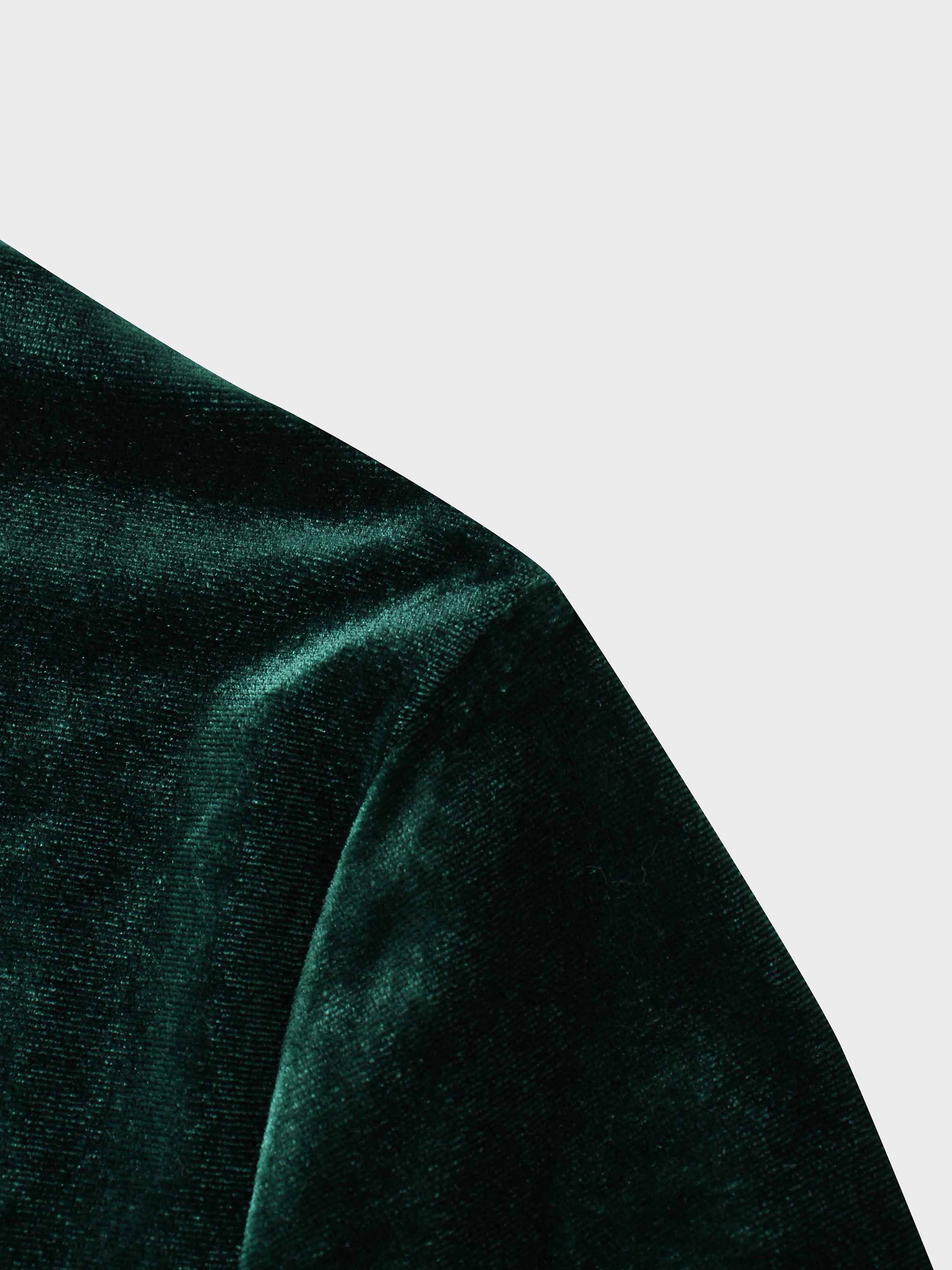 Velour Mock Neck Turtleneck-Emerald Green-4