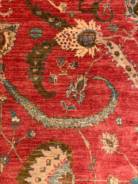 Hand-Knotted Sultanabad Vegetable-Dyed Wool Rug, 8" x 10" (K)