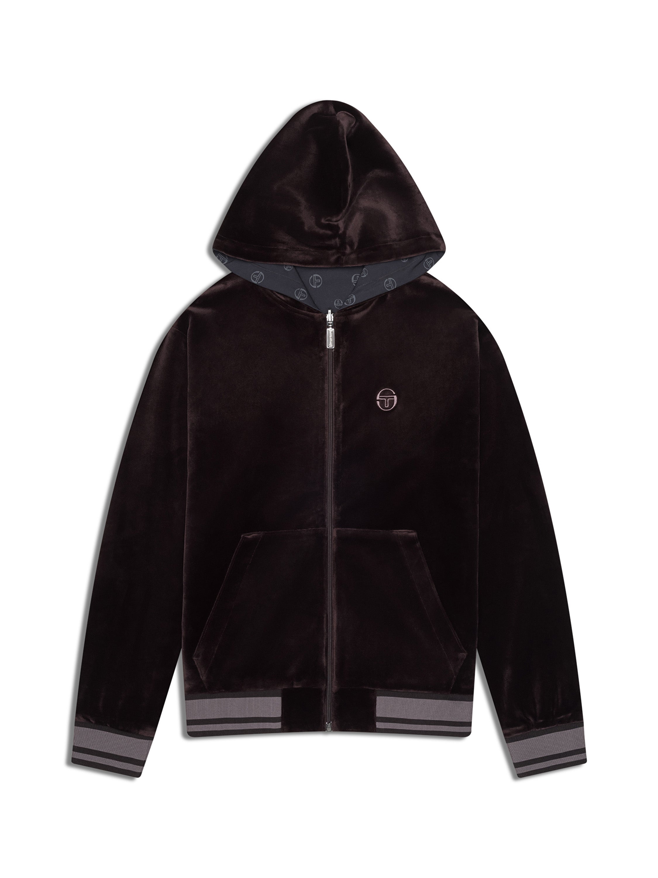Viaggioa Reversible Velour Track Jacket-Black Beauty