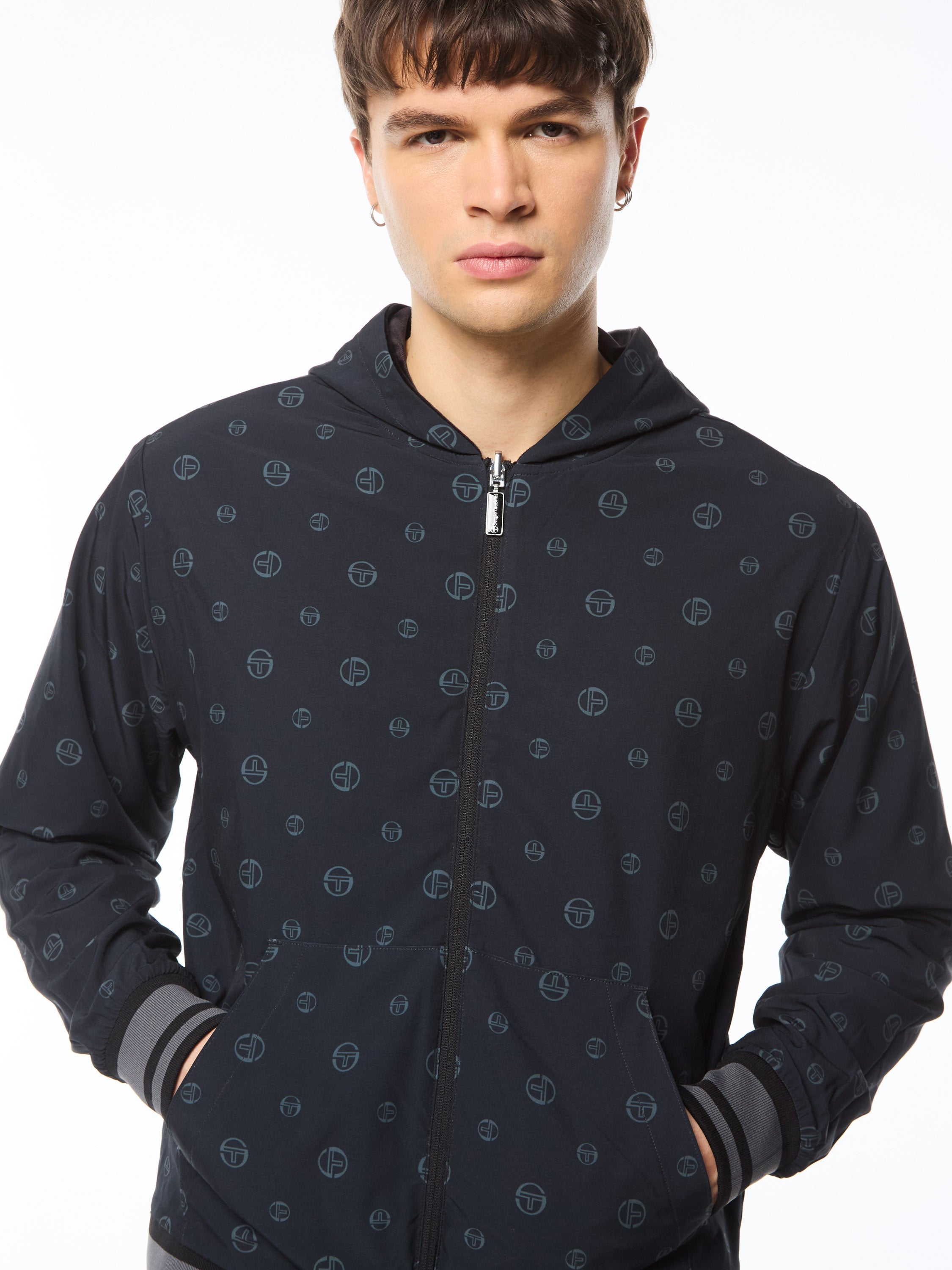 Viaggioa Reversible Velour Track Jacket-Black Beauty