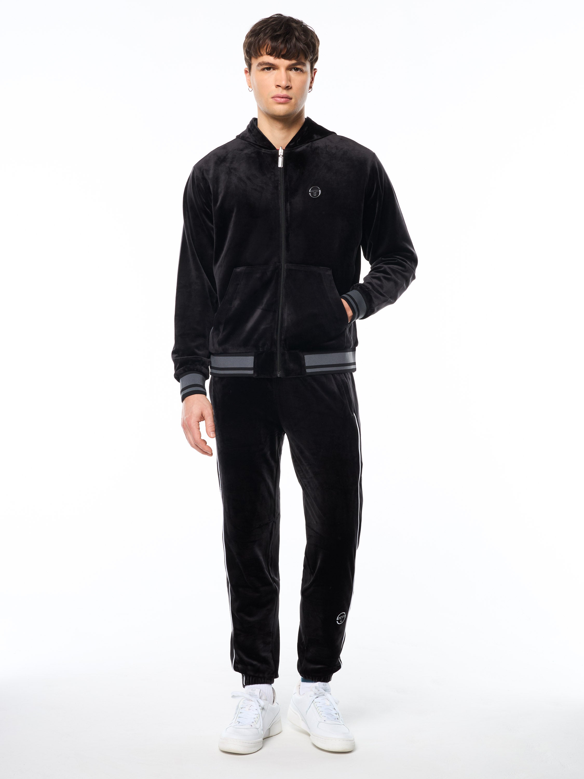 Viaggioa Reversible Velour Track Jacket-Black Beauty