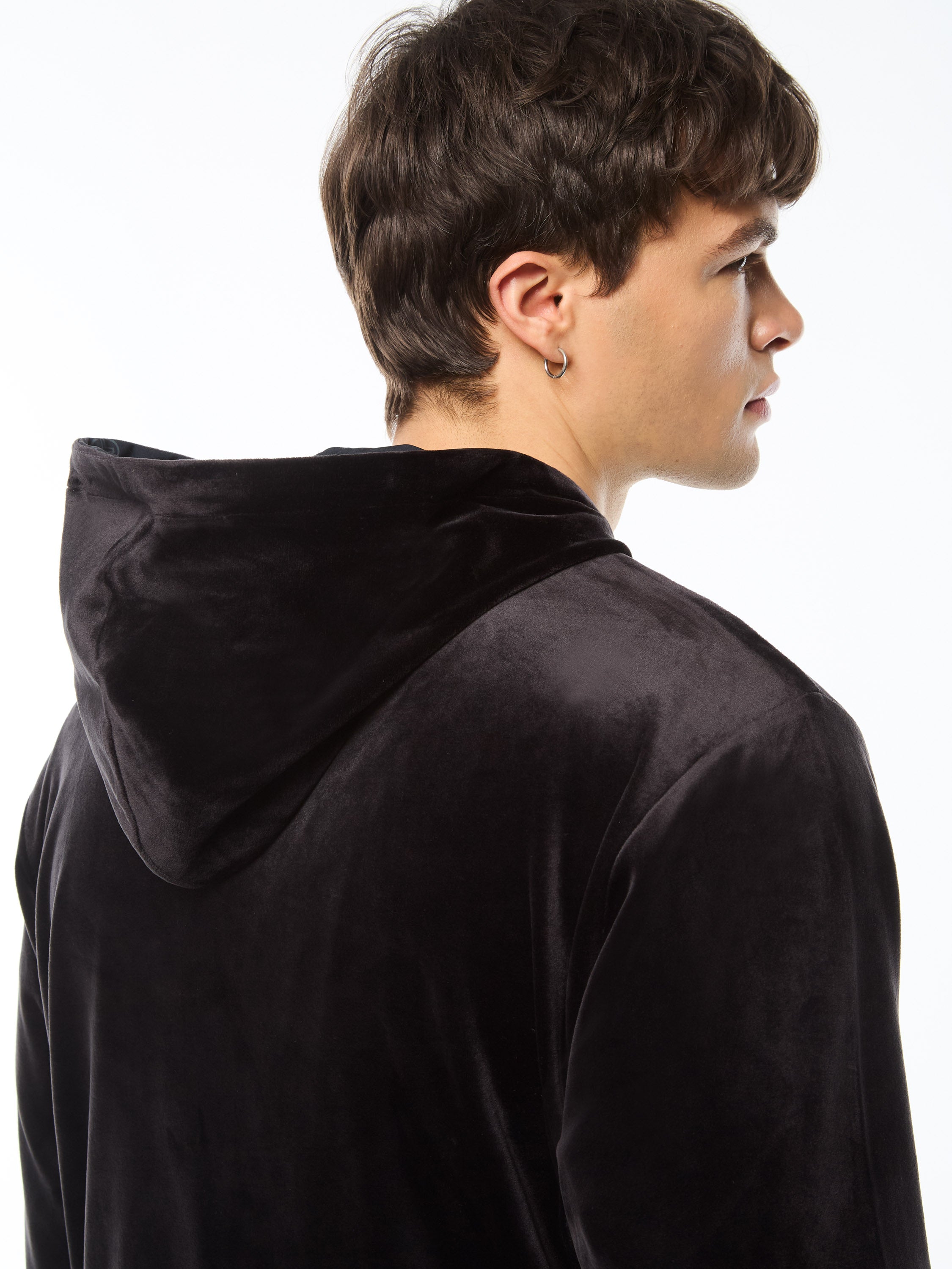 Viaggioa Reversible Velour Track Jacket-Black Beauty