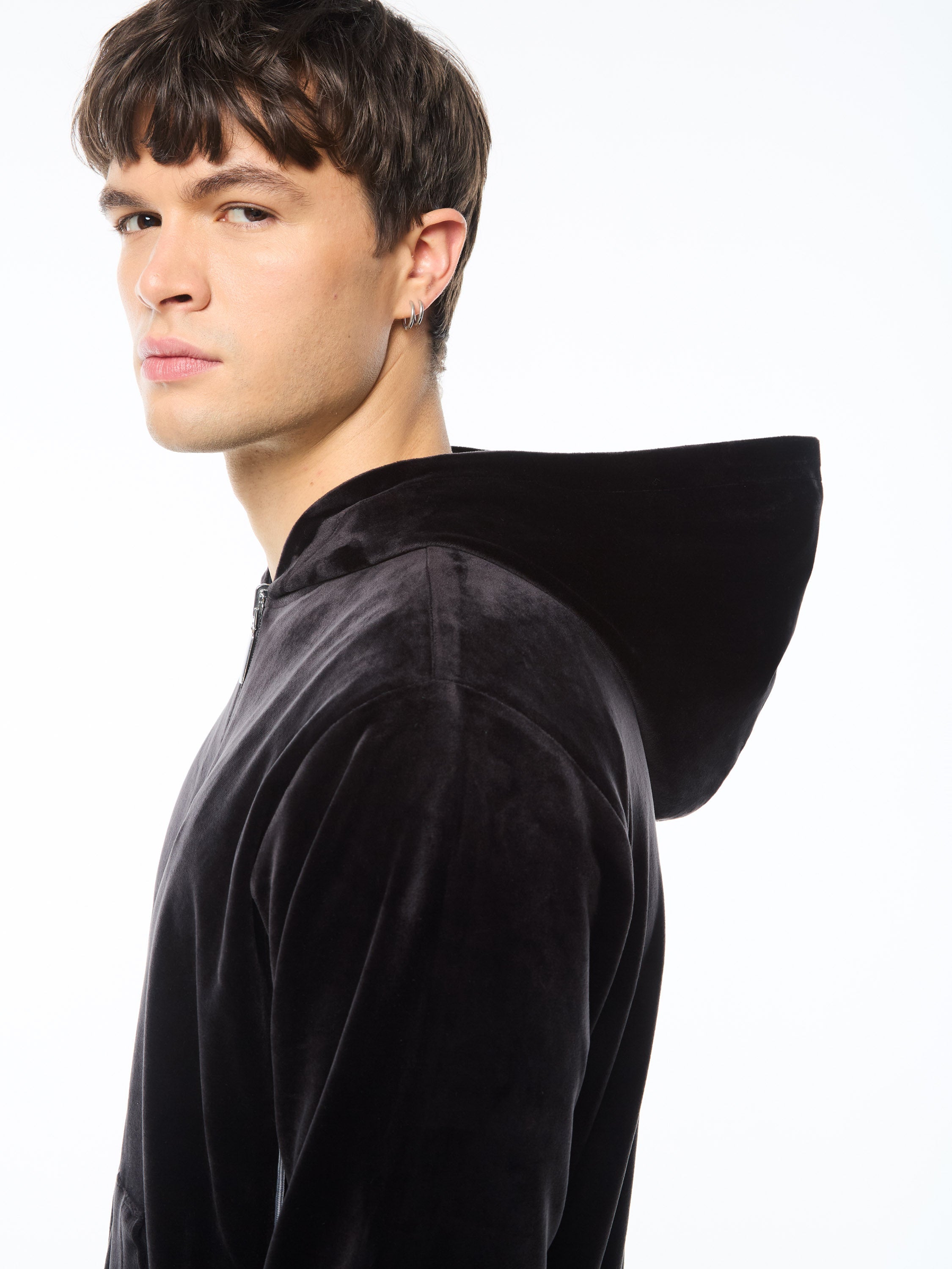 Viaggioa Reversible Velour Track Jacket-Black Beauty