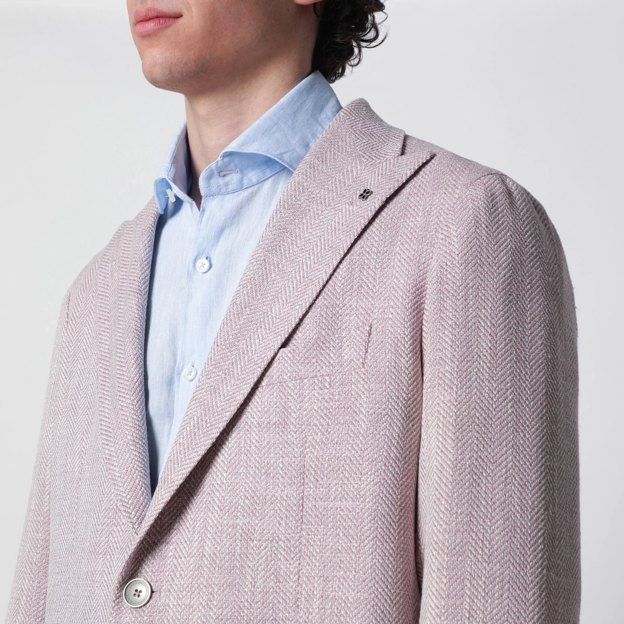 Virgin Wool & Silk Lilac Herringbone Jacket for Comfort