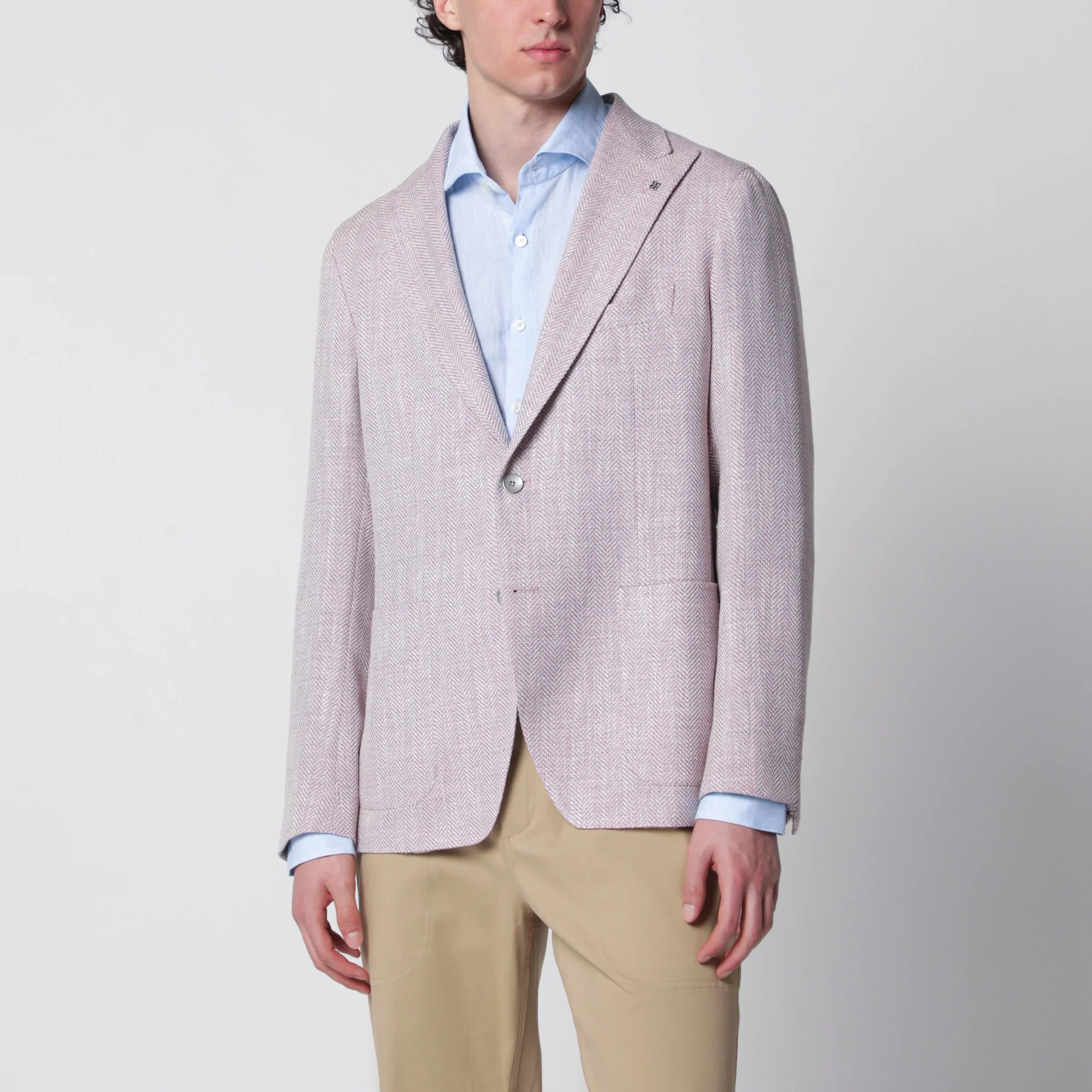 Virgin Wool & Silk Lilac Herringbone Jacket for Comfort