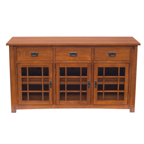 (Micheal's Cherry) Craftsman Mission Solid Oak Sideboard - 65"