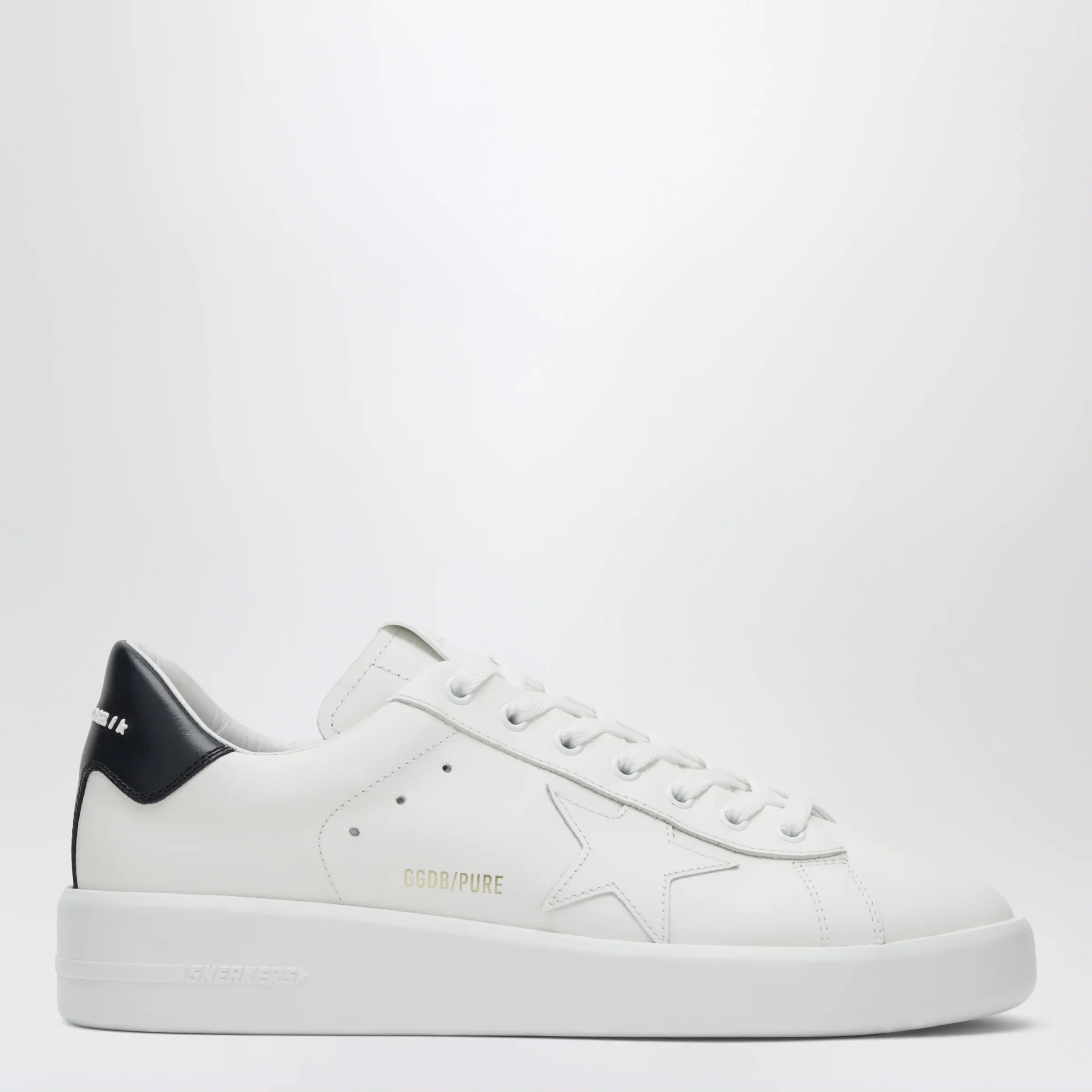 White Blue Leather Comfortable Everyday Sneakers
