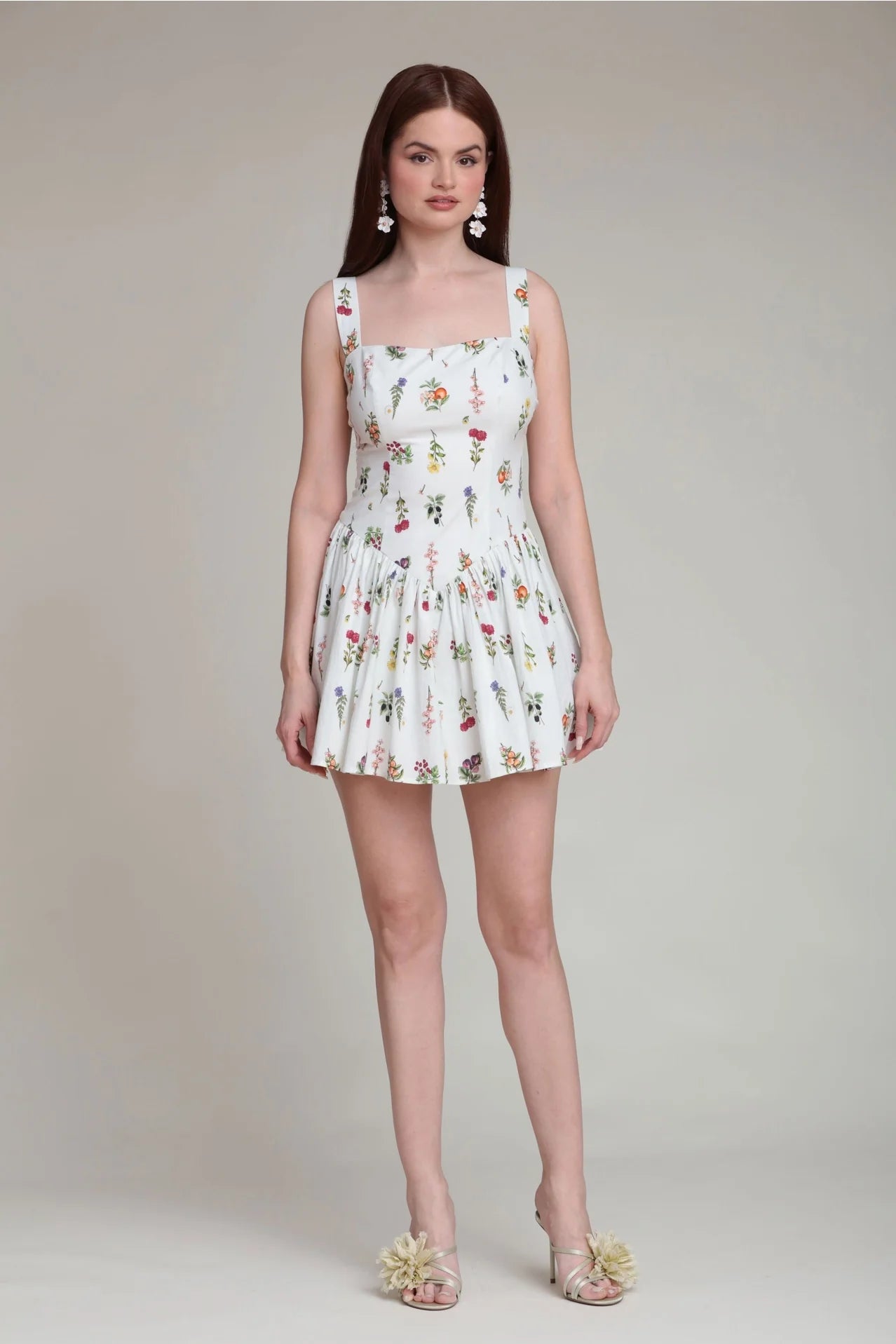 Wildflower Print Stretch Cotton Romper Dress