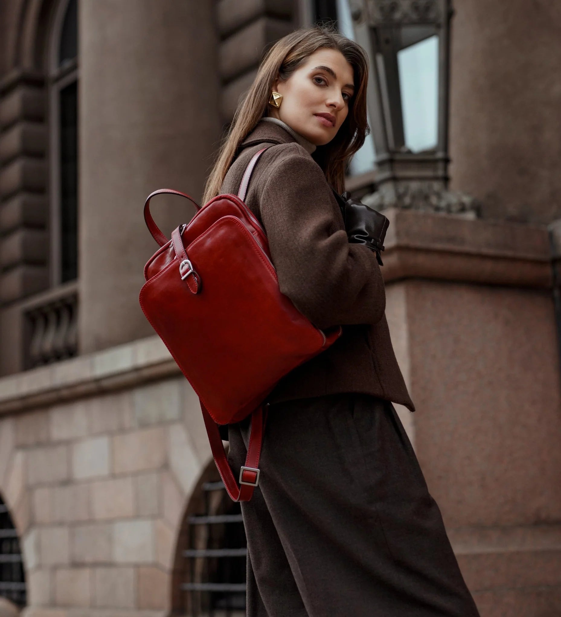 Women's Convertible Leather Backpack Shoulder Bag - Clarissa